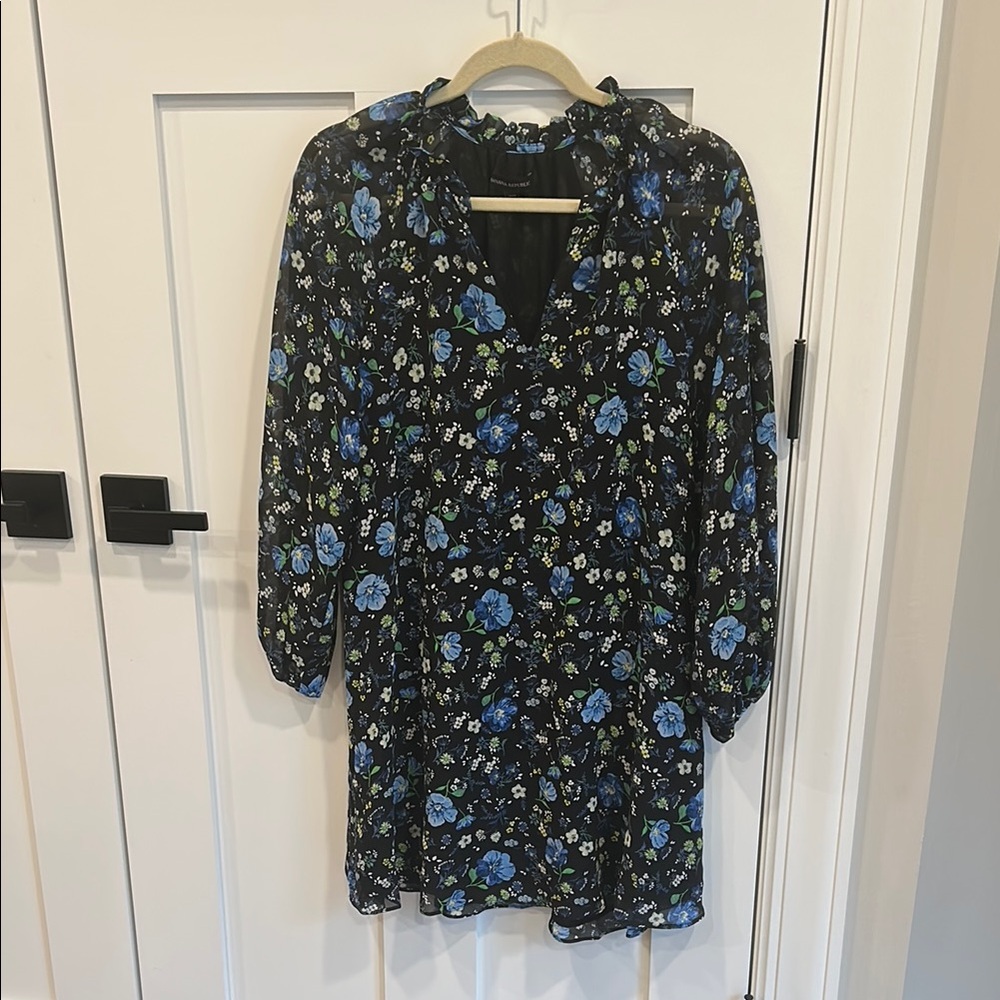 Floral Print Dress with Blue and Green Accents